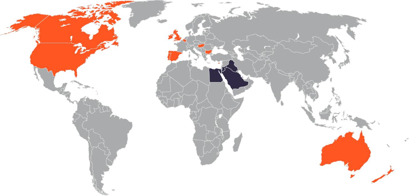 World map showing Reach Immigration coverage